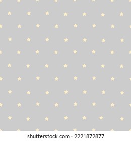 Vector seamless pattern with stars on gray background. Cute backdrop for fabric, textile, linen, invitation baby shower, print for clothes and pajamas, gift and wrapping paper, wallpapers and decor