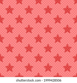 Vector seamless pattern with stars and polka dots. Design in comic book style, retro pop art.