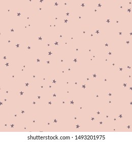 Vector seamless pattern stars purple pink. Hand Drawn doodle stars. 