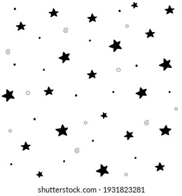 Vector seamless pattern with stars. Simple repeated texture with falling stars. Childish print for kids fabric and wrapping paper. Scandinavian cute style