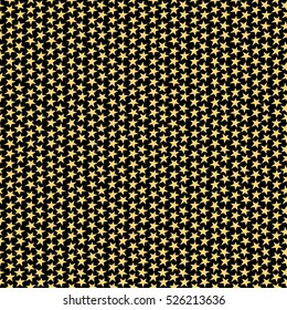 Vector seamless pattern with stars, small gold stars on black background. Irregular, chaotic stars texture. Retro style background. Digital print for wrapping paper, fabric,  apparel, web design.