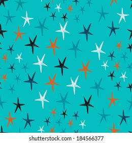 Vector seamless pattern with stars. Starry background. Endless stylish blue  texture. Vector backdrop. 