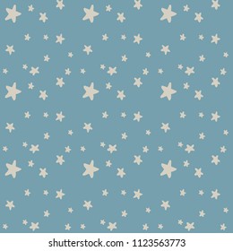 Vector Seamless Pattern of Stars in Vintage Blue