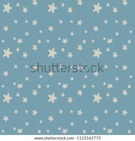 Vector Seamless Pattern of Stars in Vintage Blue