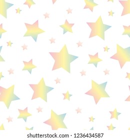 Vector seamless pattern of stars.Pattern of pastel rainbow stars.