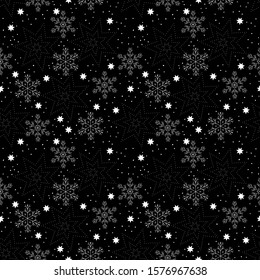 Vector of seamless pattern with stars,snowflakes,dots.Night sky.Christmas,New Year design