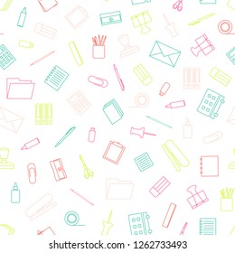 Vector Seamless Pattern With Stationery. Stationery Tools Seamless Pattern.