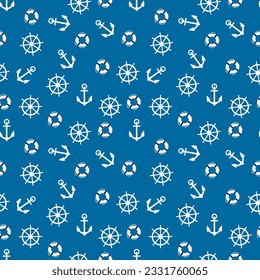 Vector seamless pattern Steering wheel, life preserver, anchor, Creative geometric vintage backgrounds, nautical theme Graphic illustration with attrition, cracks and ambrosia