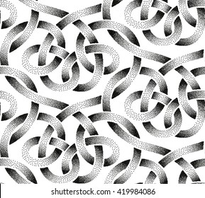 Vector seamless pattern of stippled ribbons