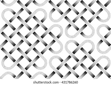Vector seamless pattern of stippled ribbons