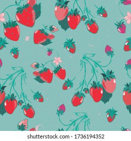 Vector seamless pattern with strawberries