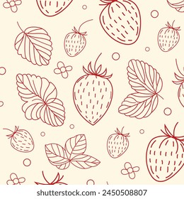 Vector seamless pattern with strawberries and abstract composition, trendy design