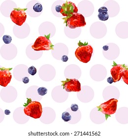 Vector seamless pattern with strawberries and blueberries