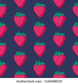 Vector seamless pattern with strawberries. Graphic stylized drawing.