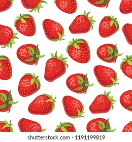 Vector seamless pattern with strawberries. Graphic drawing.