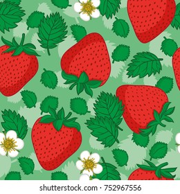 Vector seamless pattern with strawberries. Graphic stylized drawing.