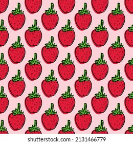 Vector seamless pattern with strawberries. Vector graphics