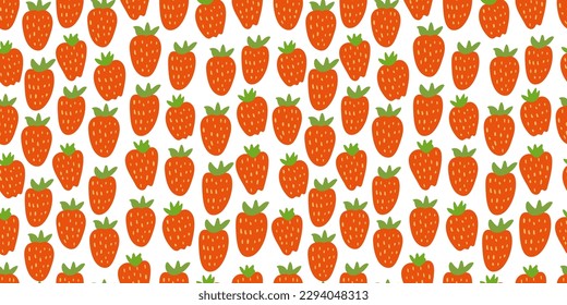 Vector seamless pattern with strawberries on white background. Great for linens, tablecloths, wallpapers, covers.