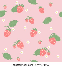 Vector seamless pattern with strawberries. Summer fruit patern	