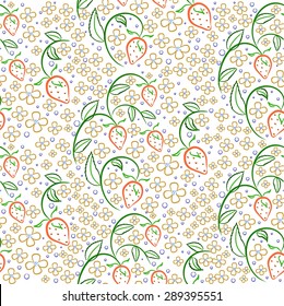 Vector seamless pattern  with strawberries in vintage style
