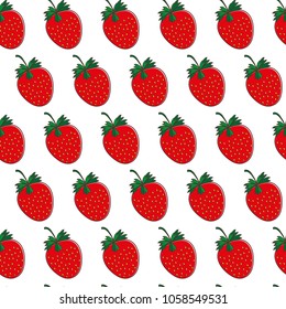 Vector seamless pattern with strawberry. Colorful backdrop. Food background. For restaurant, cafe menu, design banners, wrapping paper. EPS10. Cute berry design, wallpaper, print for clothes or cover.