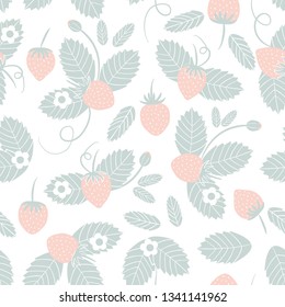 Vector seamless pattern with strawberry. Fresh berry background for textile, wrapping paper design. Good for healthy food, natural cosmetics, confectionery