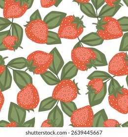 Vector seamless pattern with strawberry on white background