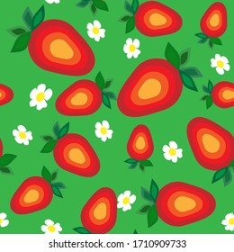 vector seamless pattern with strawberry. red strawberry seamless pattern. For fabric, wrapping, wallpaper. Decorative print.