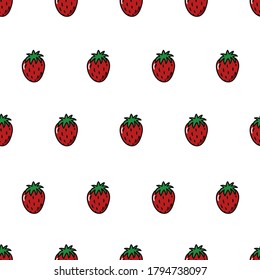 Vector seamless pattern with strawberry. Repeating fruit icon