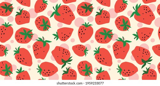 Vector seamless pattern with Strawberry. Trendy hand drawn textures. Modern abstract design for paper, cover, fabric, interior decor and other users.