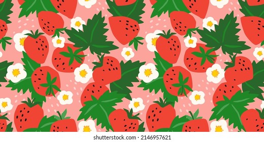 Vector seamless pattern with Strawberry. Trendy hand drawn textures. Modern abstract design for paper, cover, fabric, interior decor and other users.
