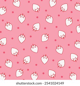 Vector seamless pattern with strawberry. Trendy summer background with hand drawn strawberry. Modern abstract design for paper, cover, fabric.