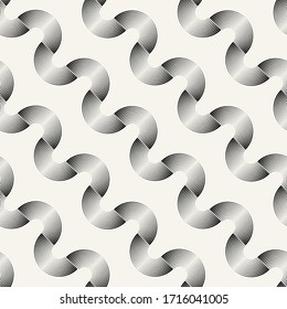 Vector seamless pattern. Striped abstract background. Bold wavy stripes. Monochrome rippled tiles. Can be used as swatch for illustrator. Isolated on off white color, retro style