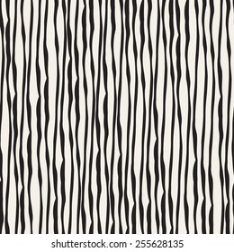 Vector Seamless Pattern. Striped Abstract Background. Cool Structure With Rough Lines. Monochrome Graphic Design