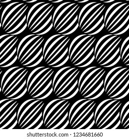Vector of seamless pattern with striped ellipse shape.Black and white