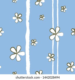 vector seamless pattern with stripes and flowers