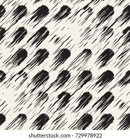 Vector seamless pattern with stripes and strokes. Black and white background with ink line elements. Hand painted grunge texture.