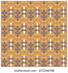 Vector seamless pattern with stripped vertical line, brown color leaf pattern. ornaments style for curtain, wallpaper, tile and fabric.