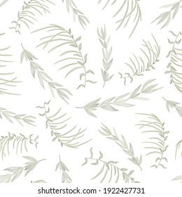 Vector seamless pattern with stroked silhouettes of field plants. Stylish design in vintage style. Hand drawn floral illustration.