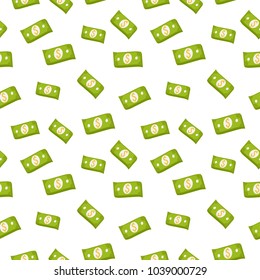 Vector seamless pattern. Stuff for holiday journey - money in flat style. Cute cartoon flat style. Stuff that you need in a trip. Necessary things that you should take with you in journey