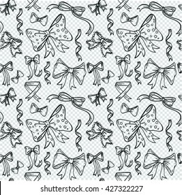Vector seamless pattern with style decorative ribbon and bow tie 