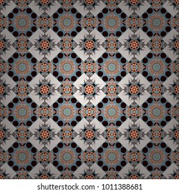 Vector seamless pattern in style of patchwork in blue, black and gray colors. Each square of the pattern is also seamless backgrounds.