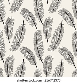 Vector seamless pattern. Stylish background with stylized plumage. Graphic texture with feathers