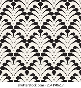 Vector seamless pattern. Stylish elegant ornament. Geometric floral background. Vector repeating texture. Monochrome graphic design