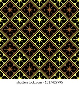 Vector seamless pattern. Stylish fabric print with geometric grid. Creative textile background for batik or cloth