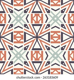Vector seamless pattern. Stylish fabric print with geometric retro design.