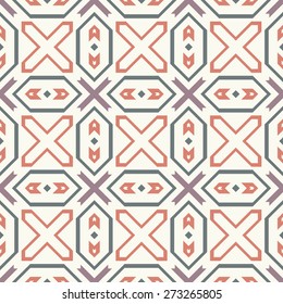 Vector seamless pattern. Stylish fabric print with ethnic tribal design.