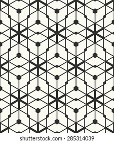 Vector seamless pattern. Stylish fabric print with geometric net and nodes. Textile background. Fabric linear pattern. Seamless linear design.