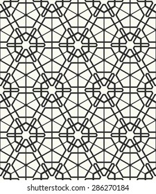 Vector seamless pattern. Stylish fabric print with hexagonal geometric ornament.