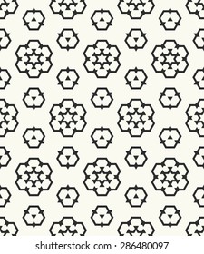 Vector seamless pattern. Stylish fabric print with abstract geometric flowers.